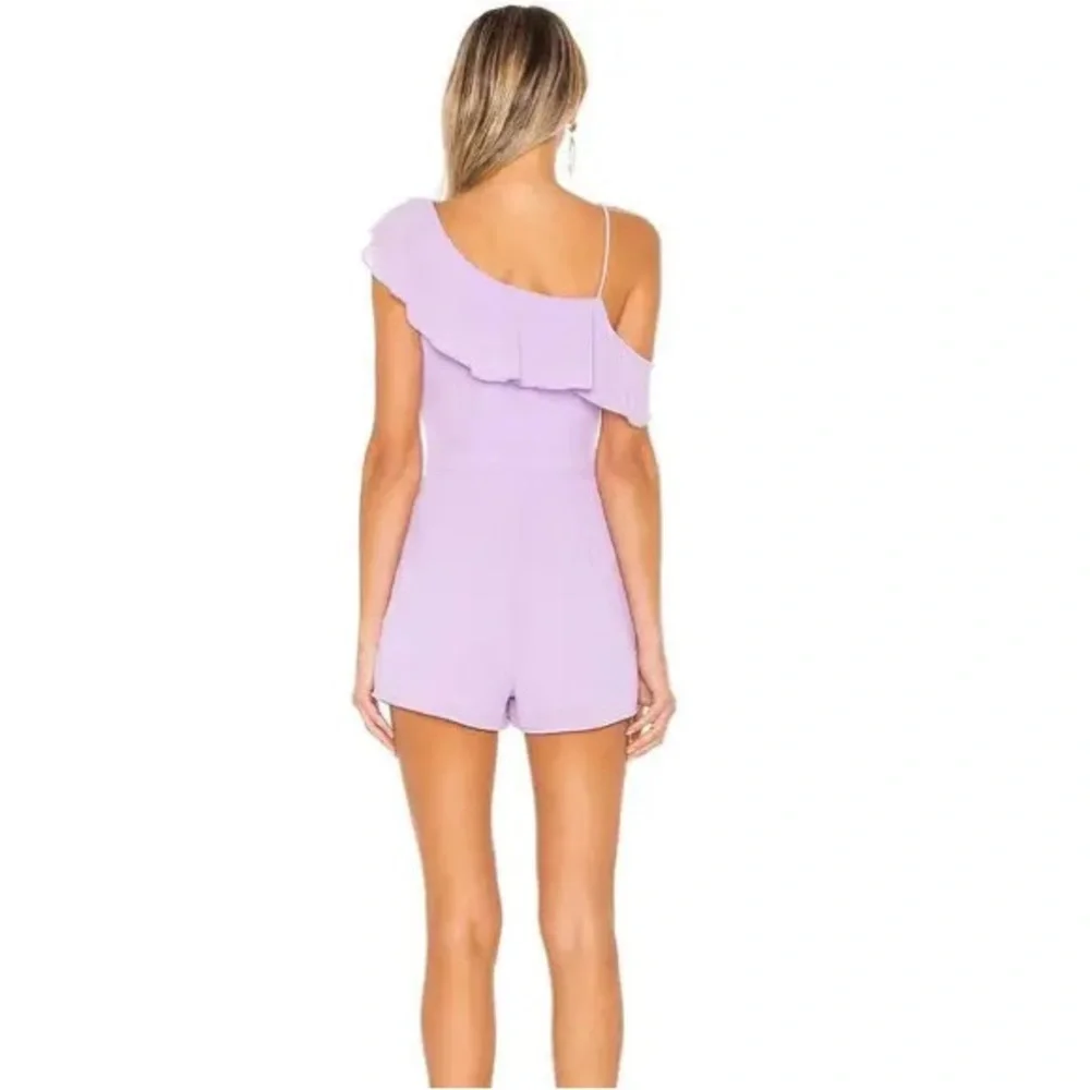 superdown Lilac Ruffle One-Shoulder Romper - Picture 2 of 7